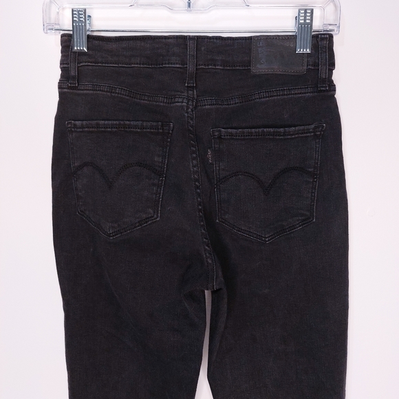 Levi's 721 High Rise Skinny Black Washed Studded Grunge Jeans Womens Size 28 - Picture 6 of 14